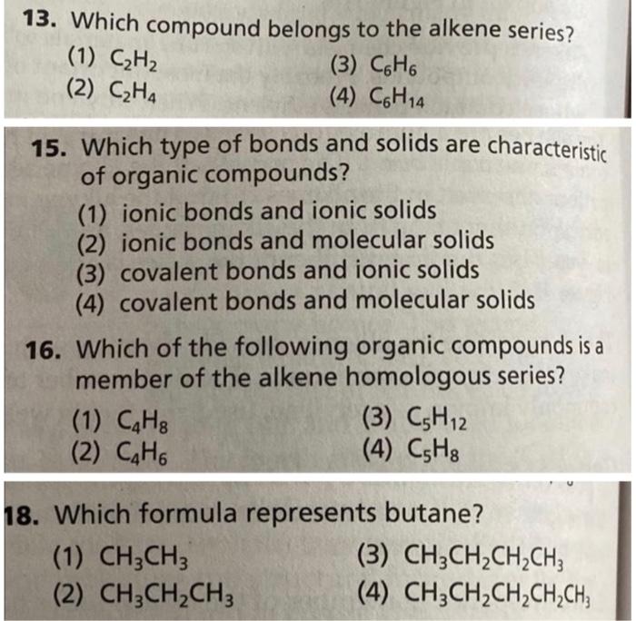 Solved 9. Which formula represents an unsaturated Chegg