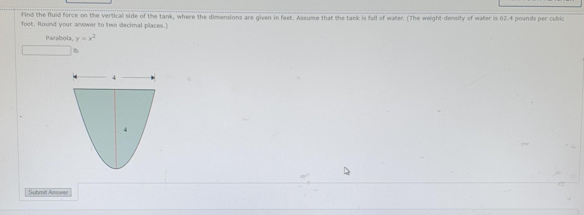 Solved Find the fluid force on the vertical side of the