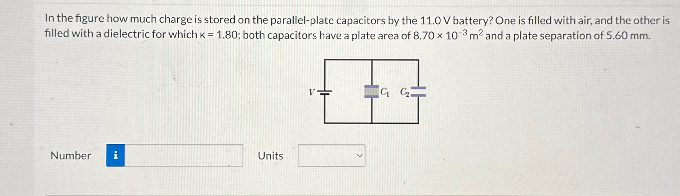 Solved In the figure how much charge is stored on the | Chegg.com