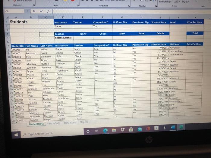 Solved On the StudentData worksheet, in cell E5, add a | Chegg.com