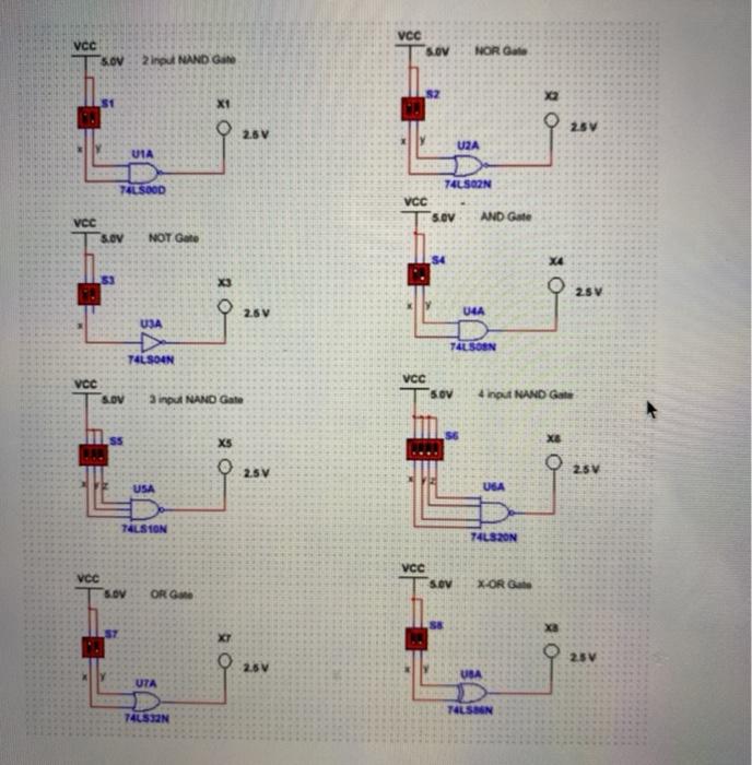 Solved VCC SOV VCC SOV NORG 2 input NAND GAN SZ 51 X1 23V | Chegg.com