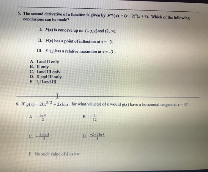 Solved 5 The Second Derivative Of A Function Is Given By Chegg Com