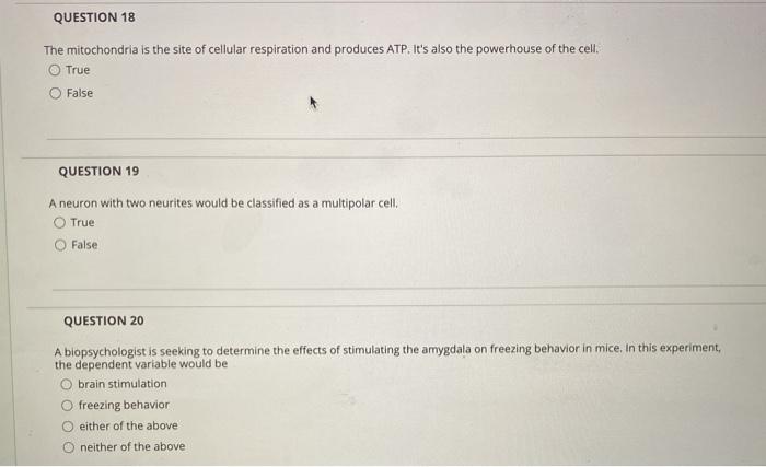 Solved QUESTION 18 The mitochondria is the site of cellular | Chegg.com
