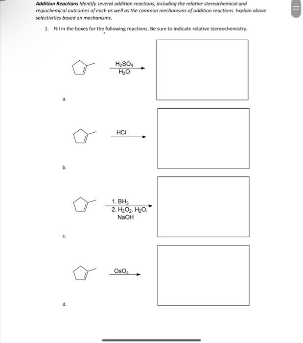 Solved Addition Reactions Identify Several Addition | Chegg.com