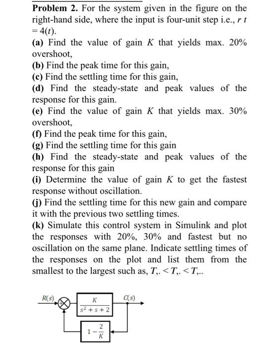 Solved Problem 2. For the system given in the figure on the | Chegg.com
