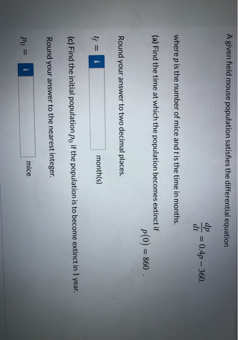 Solved A given field mouse population satisfies the | Chegg.com