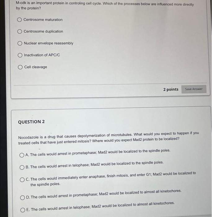 Solved M-cdk Is An Important Protein In Controling Cell | Chegg.com