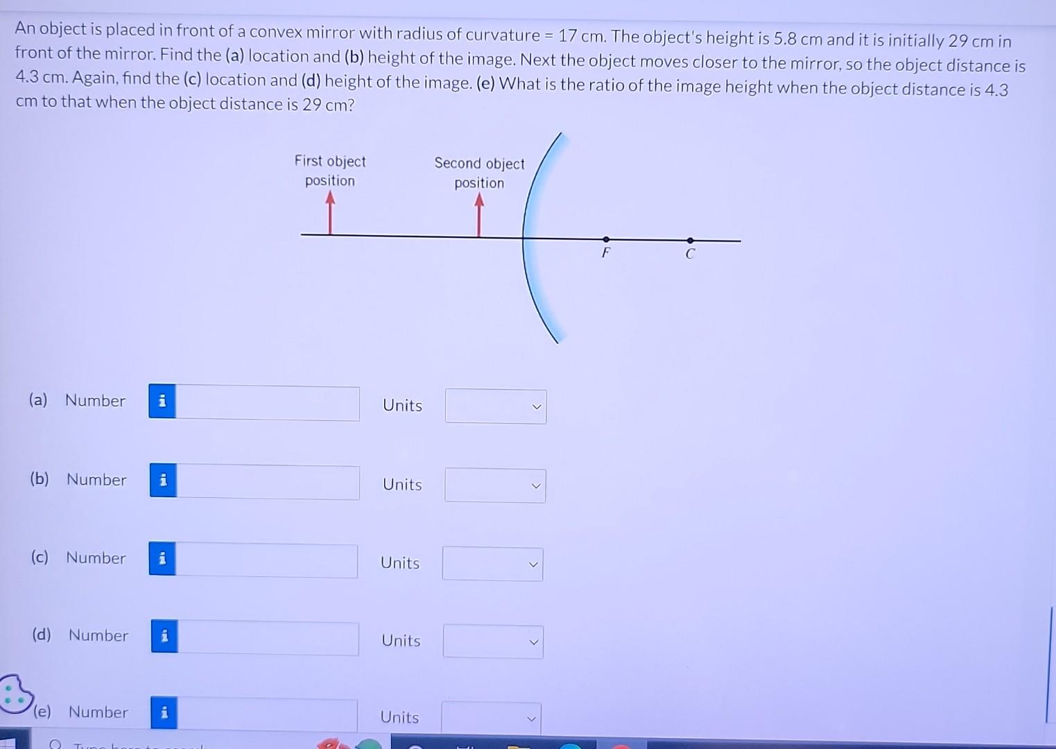Solved An object is placed in front of a convex mirror with