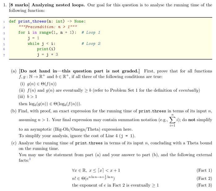 Solved 1. (8 marks] Analyzing nested loops. Our goal for | Chegg.com
