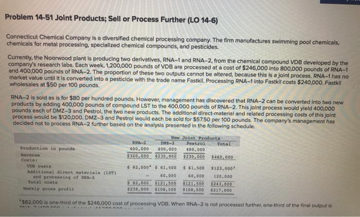 Solved Problem 14-51 Joint Products; Sell Or Process Further | Chegg.com