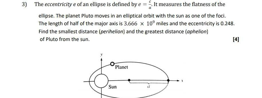 Solved 3) The eccentricity e of an ellipse is defined by e = | Chegg.com
