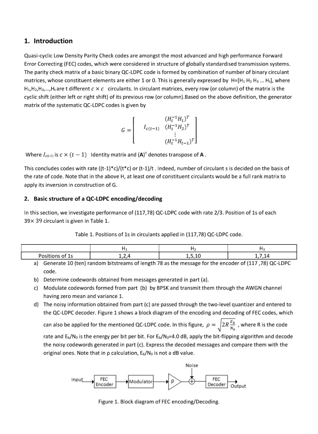 Solved 1. Introduction Quasi-cyclic Low Density Parity Check | Chegg.com