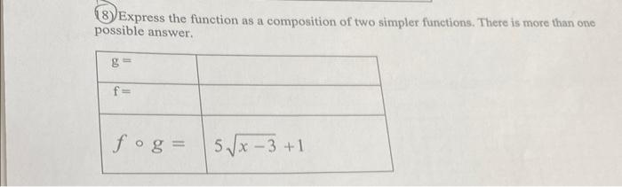 Solved 8.) Express the function as a composition of two | Chegg.com