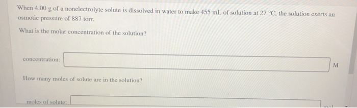 Solved When 4.00 g of a nonelectrolyte solute is dissolved | Chegg.com
