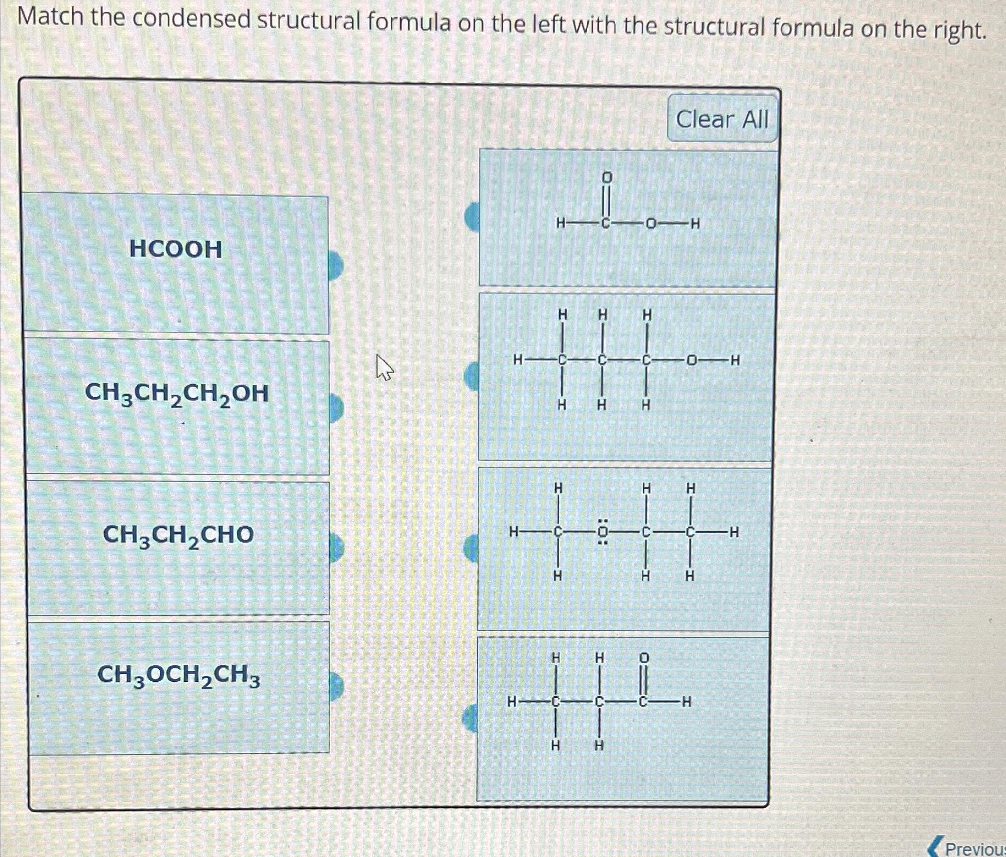 Solved Match the condensed structural formula on the left | Chegg.com