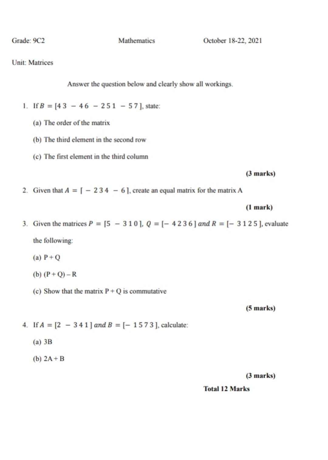 Solved Grade: 9C2 Mathematics October 18-22, 2021 Unit: | Chegg.com