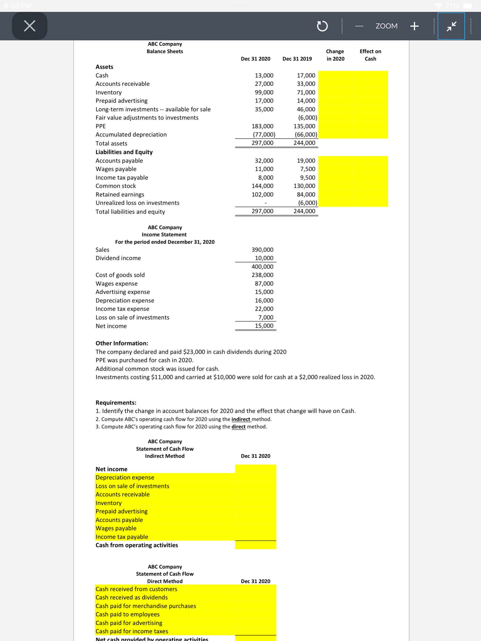 Solved How The Statement Of Cash Flow Is Prepared Using 2956