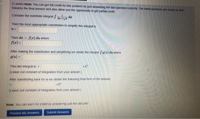Solved (1 point) Note: You can get full credit for this | Chegg.com