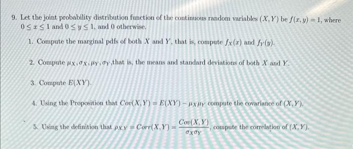 Solved 9. Let the joint probability distribution function of | Chegg.com
