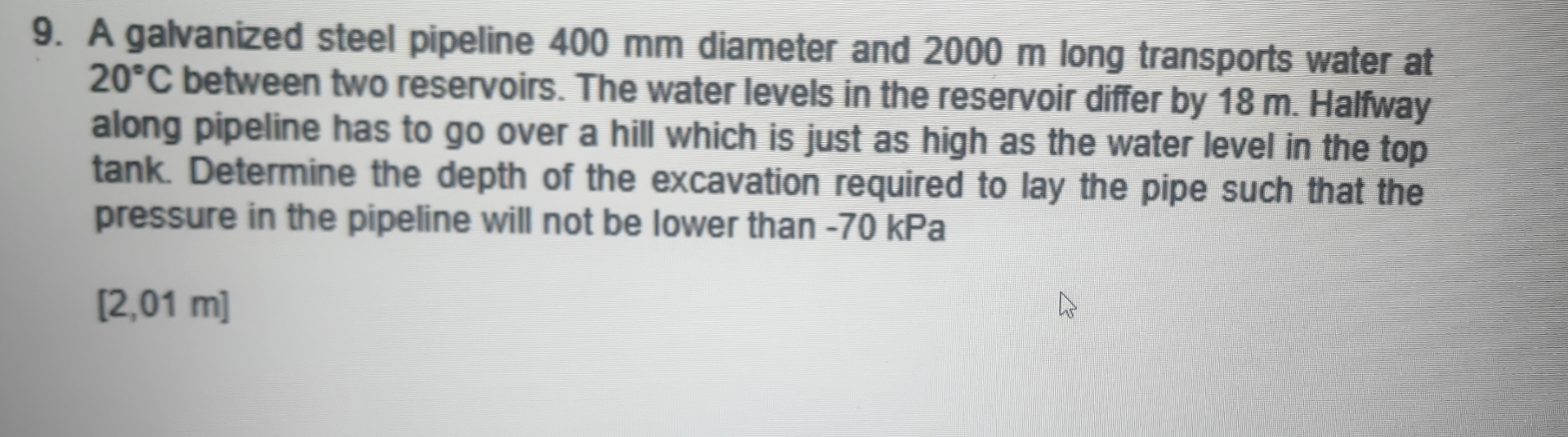 Solved A galvanized steel pipeline 400 ﻿mm diameter and 2000 | Chegg.com