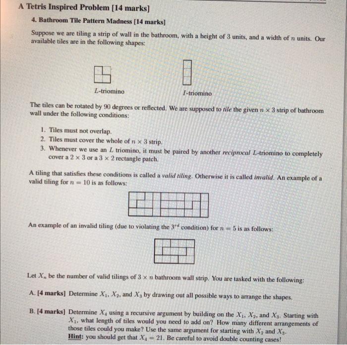 Solved Tetris Inspired Problem [14 marks] 4. Bathroom Tile 