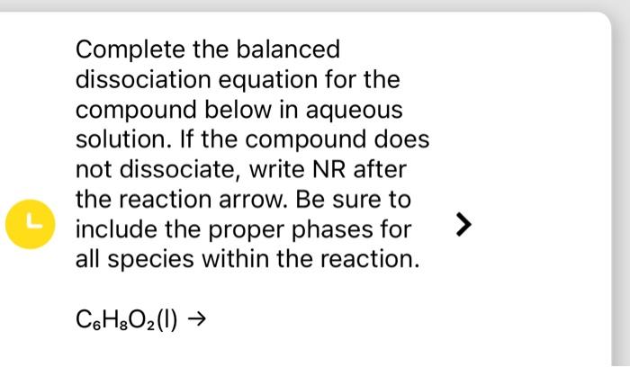 Solved Complete the balanced dissociation equation for the | Chegg.com