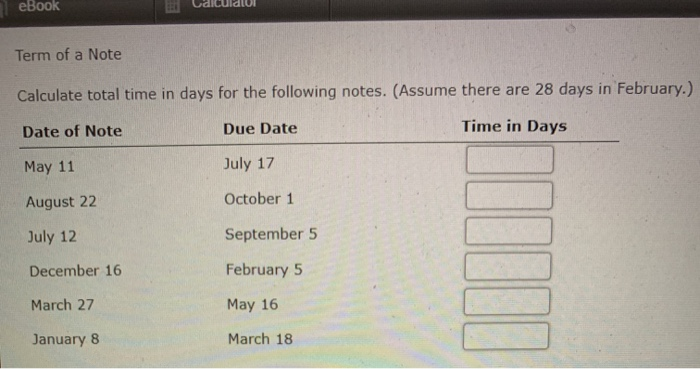 Solved EBook Term Of A Note Calculate Total Time In Days For Chegg Solved ebook term of a note calculate total time in days for chegg