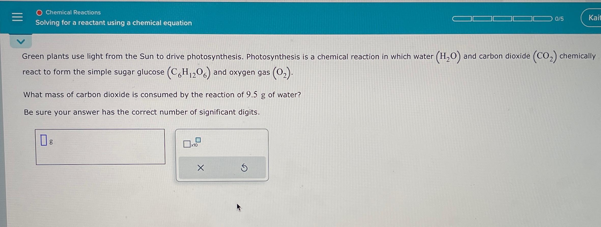 Solved Chemical ReactionsSolving for a reactant using a | Chegg.com