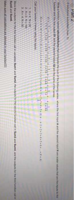 Solved Part 2 O solutions submitted (max: 5) Write a | Chegg.com
