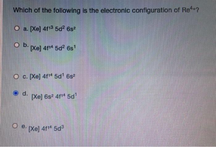 Solved Which of the following is the electronic | Chegg.com