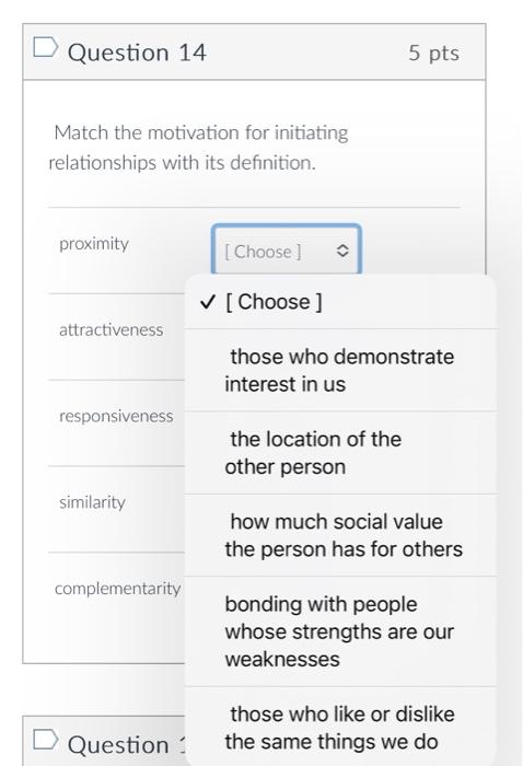 Question 14 5 Pts Match The Motivation For Initiating | Chegg.com