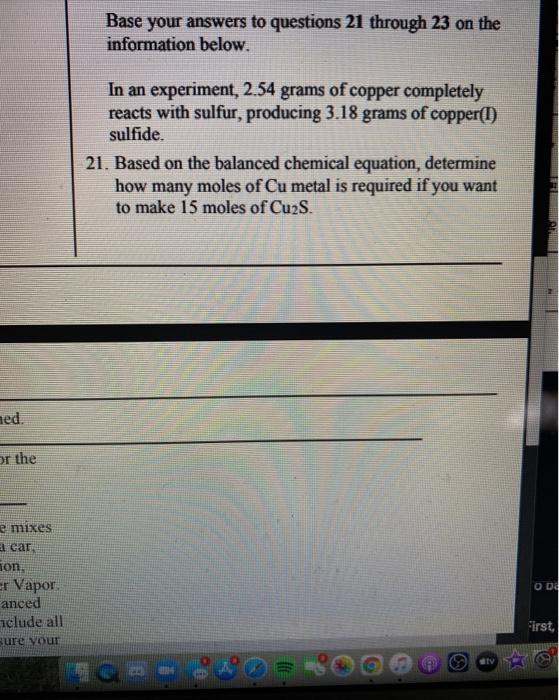 Solved Base your answers to questions 21 through 23 on the | Chegg.com