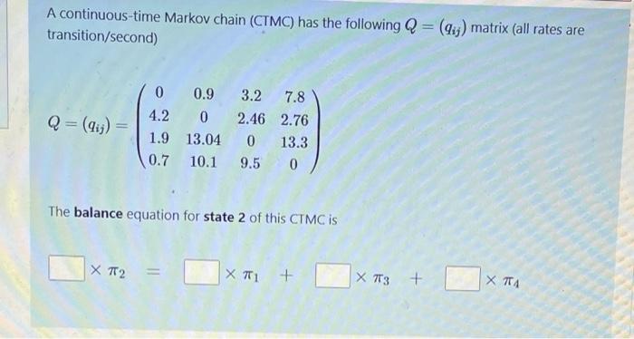 Solved A continuous-time Markov chain (CTMC) has the | Chegg.com