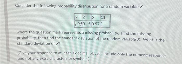 Solved Consider the following probability distribution for a | Chegg.com