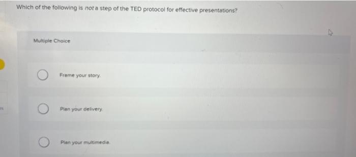 Solved Which of the following is not a step of the TED | Chegg.com