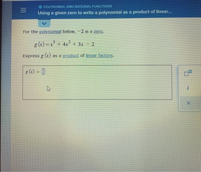 Solved POLYNOMIAL AND RATIONAL FUNCTIONS = Using a given | Chegg.com ...