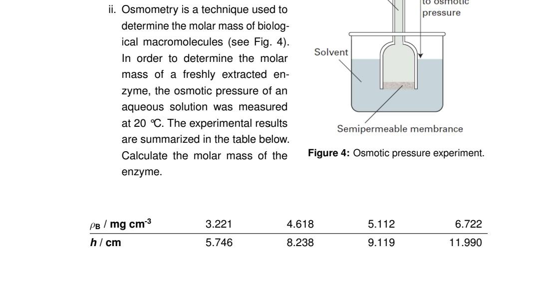 Solved LO osmotic pressure Solvent ii. Osmometry is a