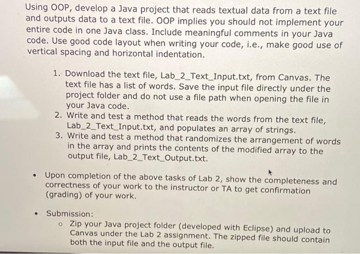 Solved Using OOP, develop a Java project that reads textual | Chegg.com