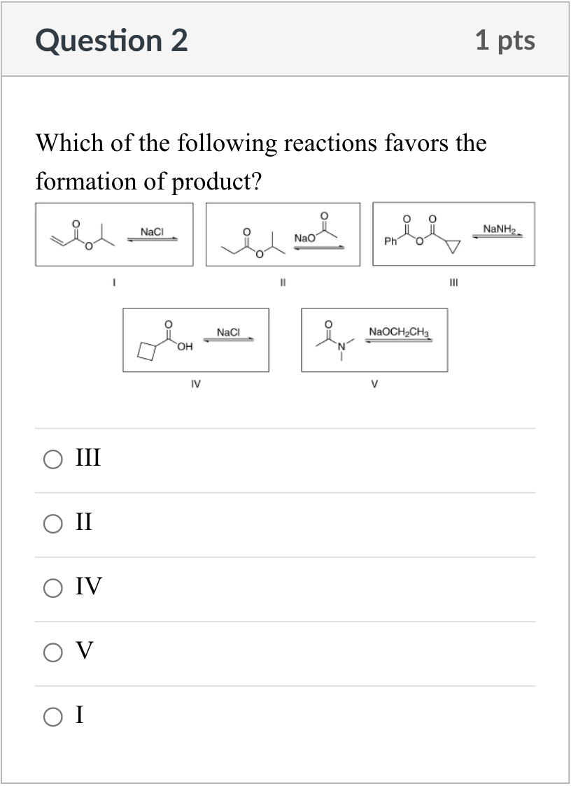 Solved Question 2Which Of The Following Reactions Favors | Chegg.com