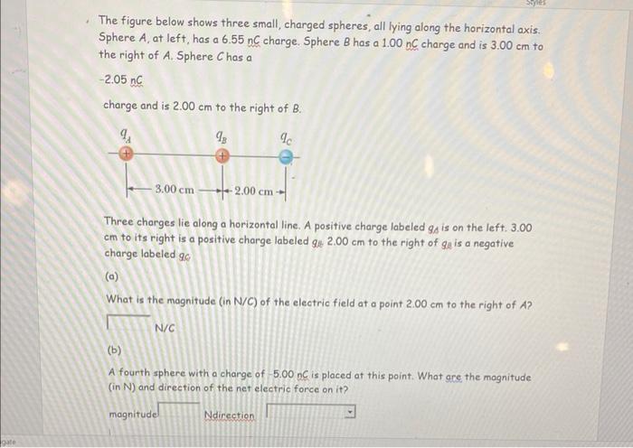Solved The figure below shows three small, charged spheres, | Chegg.com