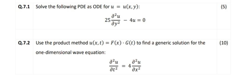 Solved Q 7 1 5 Solve The Following Pde As Ode For U U Chegg Com