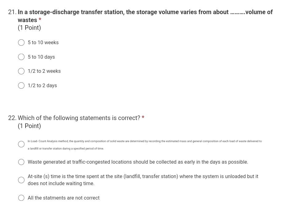 Solved 21. In a storage-discharge transfer station, the | Chegg.com
