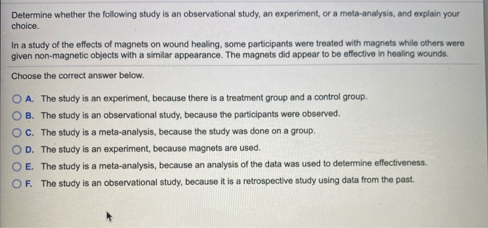 View of Solved Determine whether the following study is an | Chegg.com