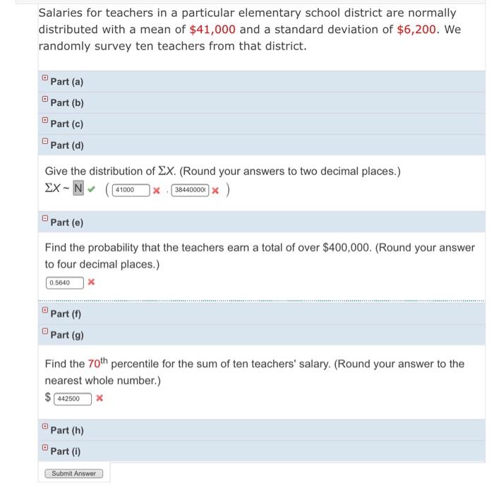 Solved Salaries for teachers in a particular elementary
