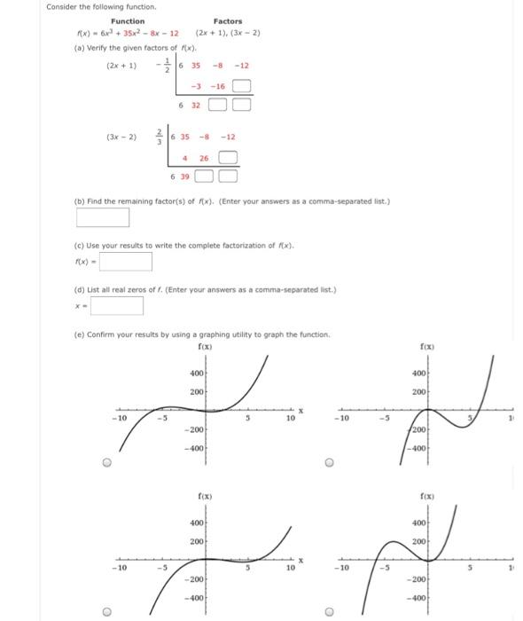 Solved Consider the following function Function Factors (x) | Chegg.com