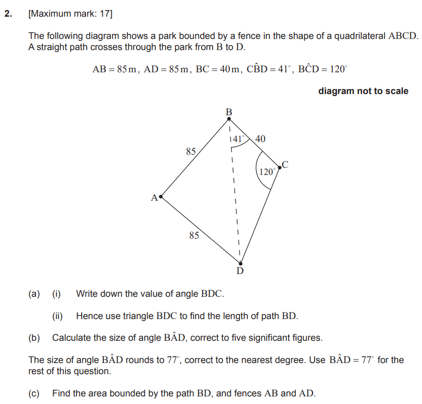 Solved [Maximum mark: 17]The following diagram shows a park | Chegg.com