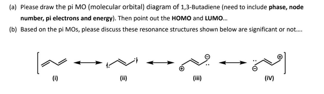 Solved IV. (20 \%)(a) ﻿Please draw the pi MO (molecular | Chegg.com