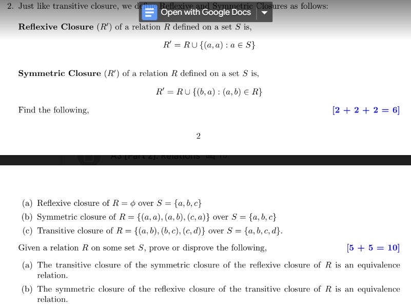 Solved Just like transitive closure, we dReflexive and | Chegg.com