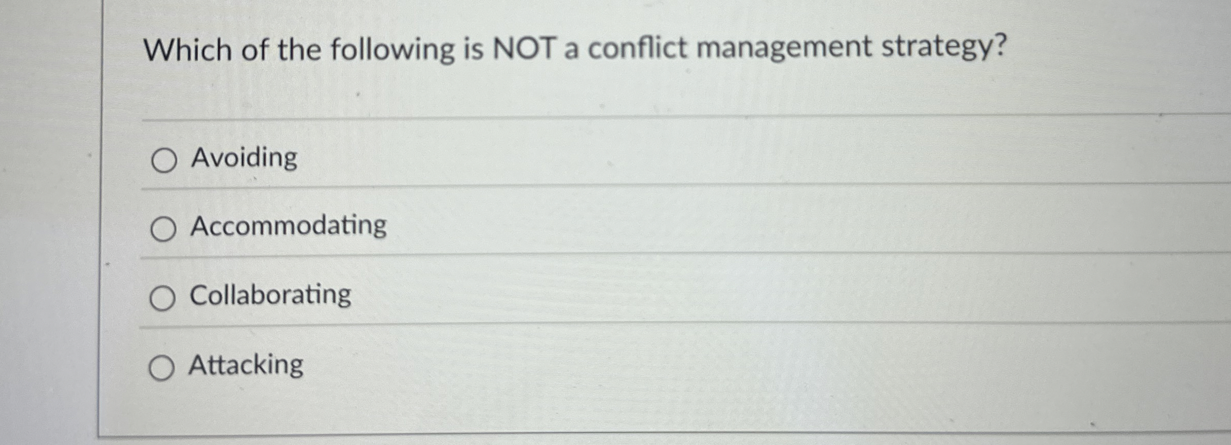 Solved Which of the following is NOT a conflict management | Chegg.com