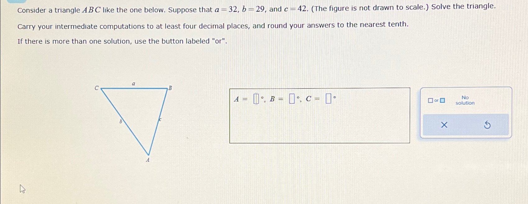 Solved Consider a triangle ABC like the one below. Suppose | Chegg.com